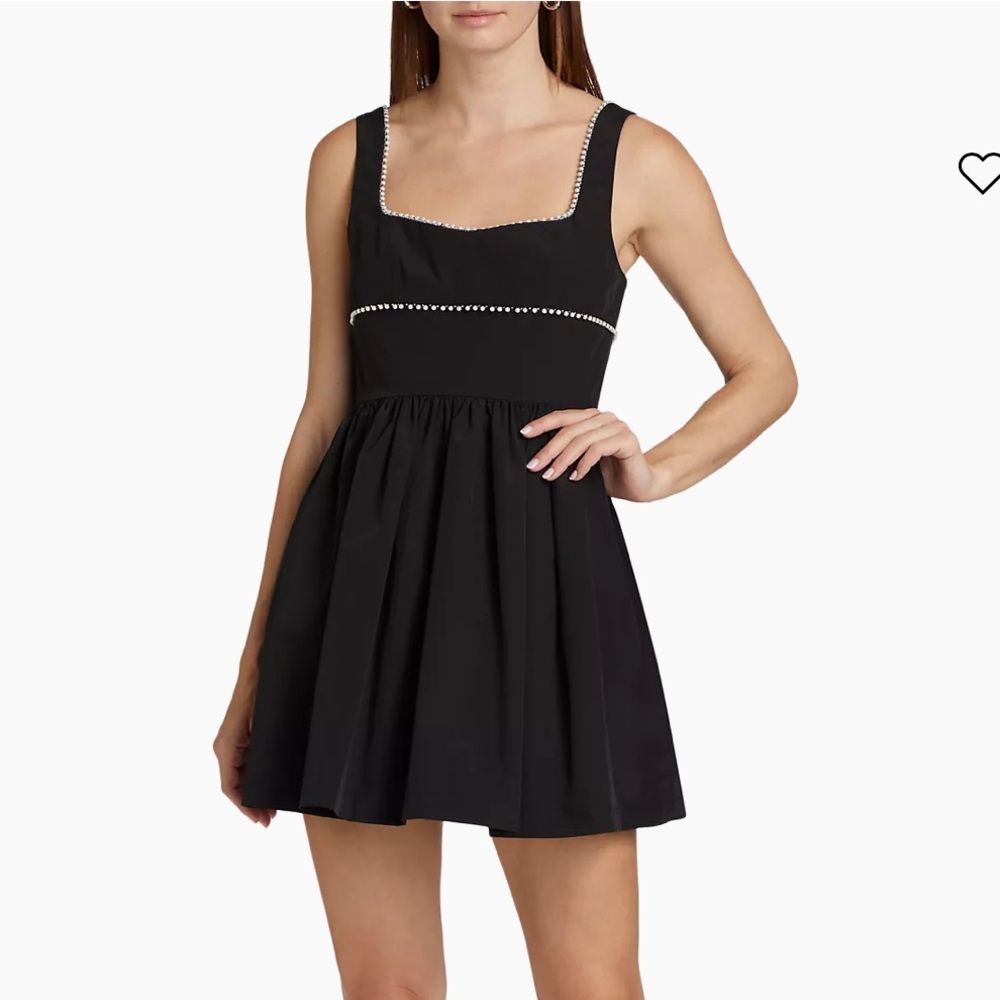 NWT NEW Amanda Uprichard Basilia Elegant Black Mini Dress Pearl Accents Small - Picture 2 of 11